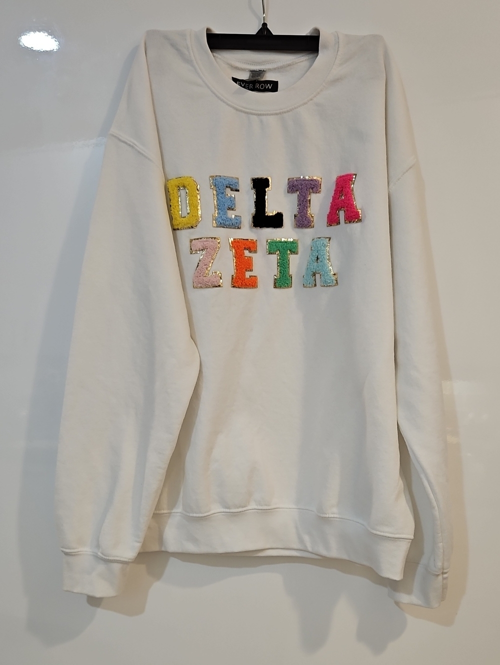 Ever Row White Crewneck Sweatshirt with Delta Zeta Letters